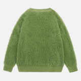 Fuzzy Oversized Cat Print Knit Jumper Sweater