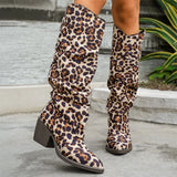 Vintage Leopard Comfy High Heels Boots