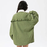 Back view of the green Women's Spring Hippie Shirt from DAXUEN.
