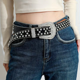 Rhinestone Leather Y2K Belt