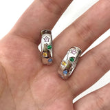 Multicolour Sterling Silver Geometry Zircon Earring