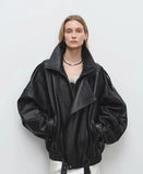 Luxury Oversized Black Leather Jacket