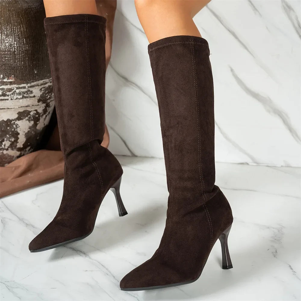 Elegant Toe Stretch Thin High Heels Boots