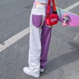 Modern Irregular Purple Patchwork Jeans