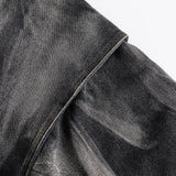 Zip-up Black Washed Gradient Denim Hoodie