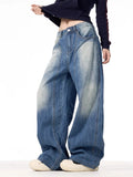 Wardrobe Staple Lightning Pattern Wide Leg Jeans