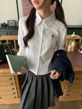 Preppy Embroidered Chill Fit Blouse Shirt