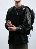 Vintage Camouflage Sleeve Loose Fit Sweatshirt
