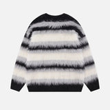 Streetwear Striped Knit Butterfly Pin Sweater