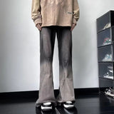 Streetwear Vintage Gray Wide Leg Flare Jeans