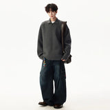 Handsome Elegant Knitted Polo Collar Sweater