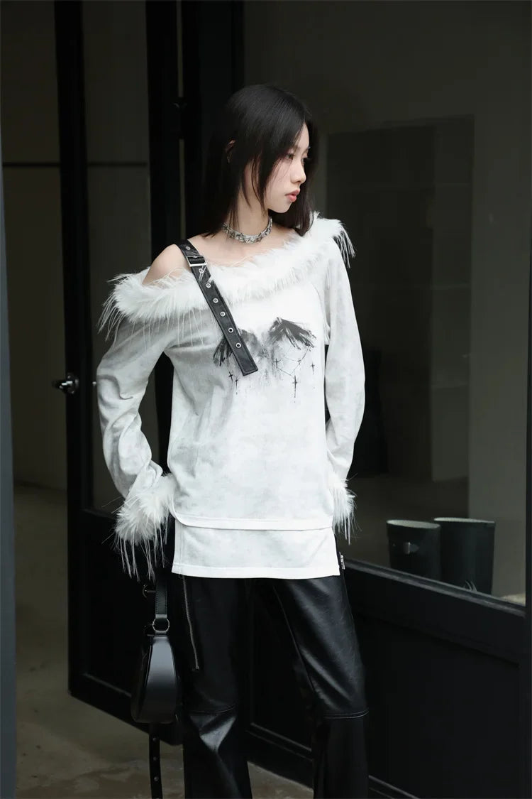 Women Elegant Gothic Off Shoulder T-Shirt