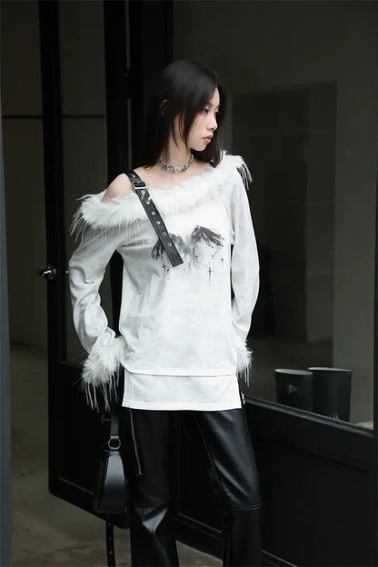 Women Elegant Gothic Off Shoulder T-Shirt