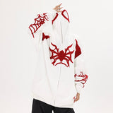 Y2K Spider Embroidery Zip-Up Hoodie