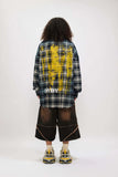 Women Flexible Vibrant Plaid Paint Splatter Shirt