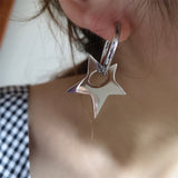 Trendy Korean Pentagram Star Hoop Earrings