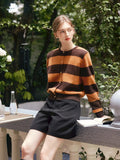 French Lazy Style Striped Knitted Cardigan