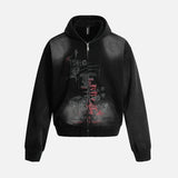Stylish Gothic Tie-Dyed Hooded Sweatshirt