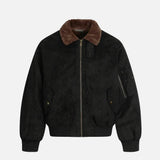 Breathable Quilted Solid Color Bomber Fur Jacket