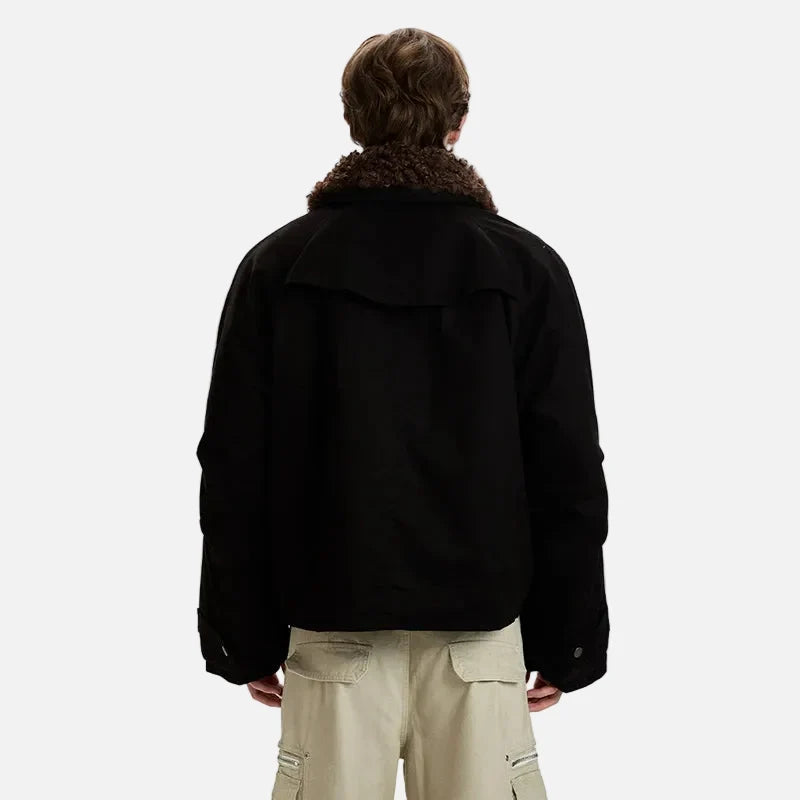 Winter Brushed Lamb Wool Parka Faux Fur Jacket