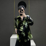 Green Contrast Print Long Sleeve Shoulder Shirt