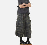 Camouflage Retro Denim Cropped Cargo Jorts