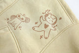 Vintage Cartoon Cat Print Sherpa Faux Fur Jacket