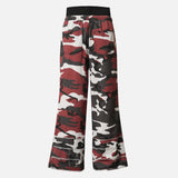 Elastic Waist Drawstring Camouflage Flare Jeans