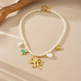 Golden Octopus Heart Pearl Pendant Necklace