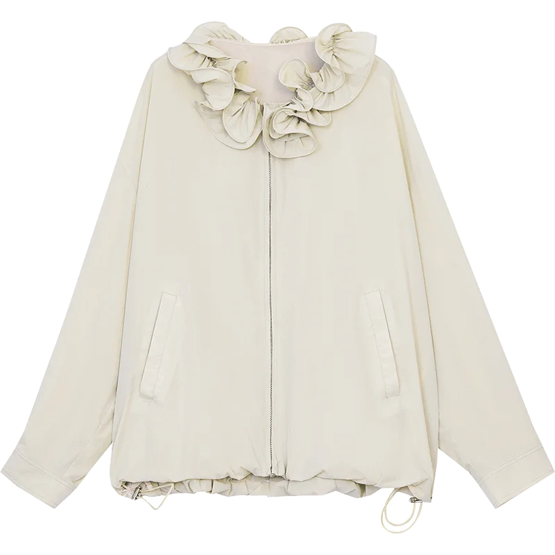 Sweet Ruffles Collar Casual Loose Jacket