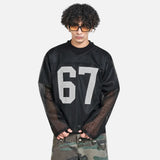 Y2K Contrast Paneled Mesh Long Sleeve T-Shirt