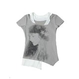 Vintage Grunge Patchwork Short Sleeve T-Shirt