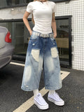 Y2K Streetwear High Waist Ripped Denim Jorts
