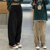 Wide-Leg Drawstring Baggy Pants