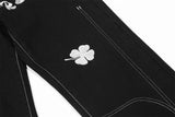 Letter Embroidery Friend Retro Pants