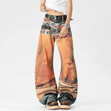 Original Pattern Loose Casual Wide Leg Jeans