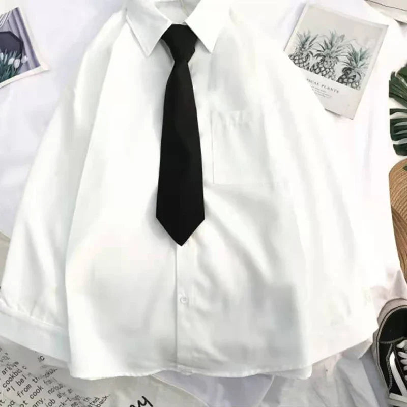 Plain White Oversized Shirt With Tie