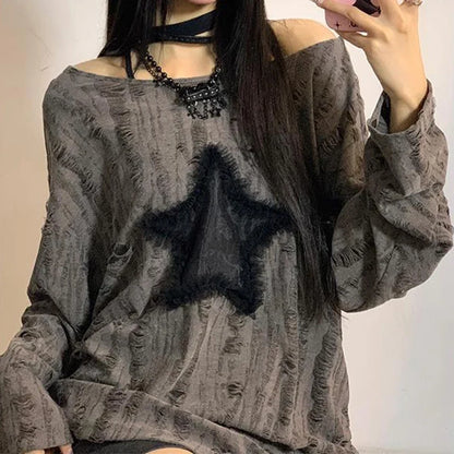 Ripped Radiance Star Long-sleeved T-shirt