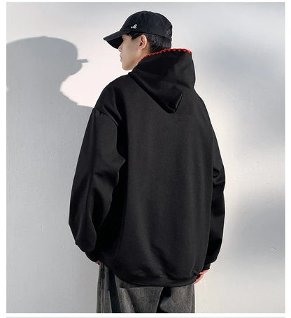 Plaid Splicing Oversized Fake Two Pieces Hoodie