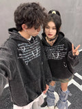Y2K Streetwear Retro Graffiti Print Loose Hoodie