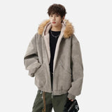 Stylish Warm Fleece Lined Hooded Fur Jacket