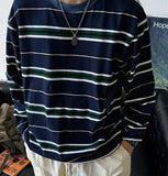 Striped Japanese Minimalist Long Sleeve T-Shirt