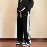 Baggy Striped Straight-leg Pants