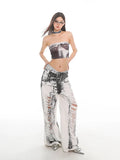 White Ripped Baggy Denim Jeans