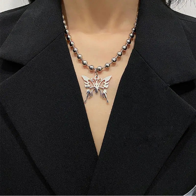 Butterfly Stainless Steel Pendant Necklace