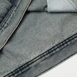 Denim Jeans Patch Pockets Hoodie