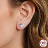 Cute Purple Enamel Flower Stud Earrings