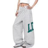 Streetwear Oversized Gray Japanese Print Sweatpants