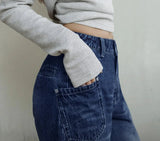 Mid Waist Multipocket Wide Leg Jeans