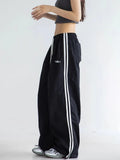 Women Casual Vintage Striped High Waist Sweatpants